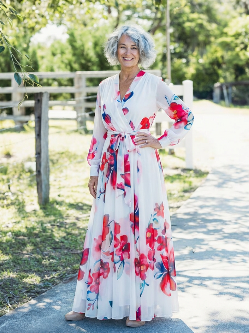Lillian | Floral Maxikleid mit langen Ärmeln