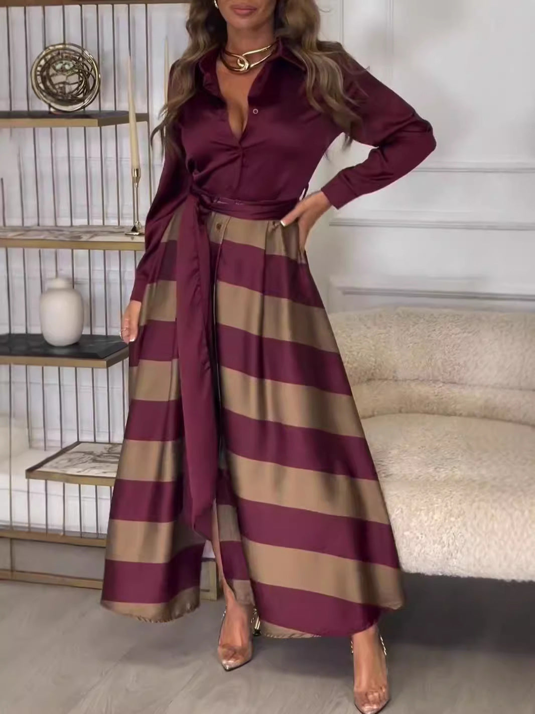 Gestreiftes Maxikleid
