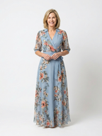 Elowen | V-Neck Maxi Dress with Floral Wrap Design